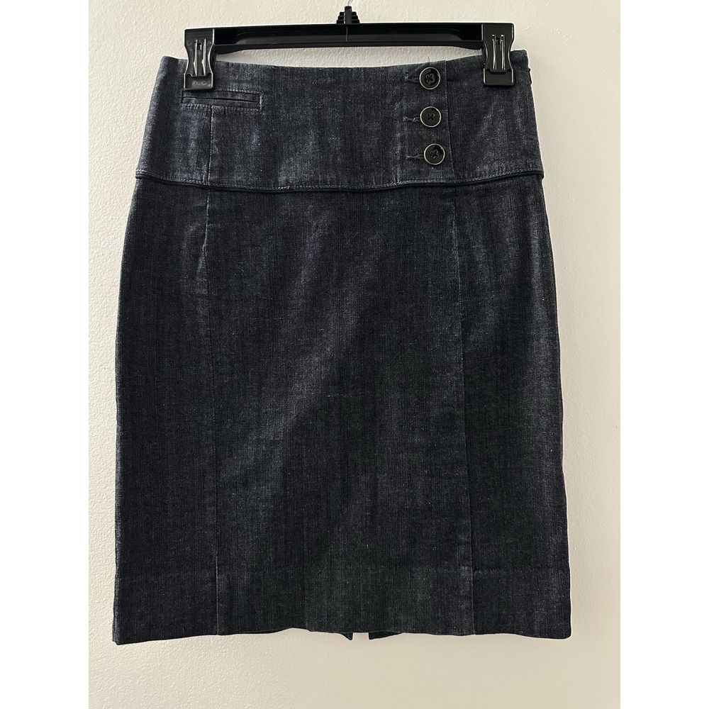 Anthropologie Idra Pencil Skirt Denim Blue Zipper Knee Length Size 2